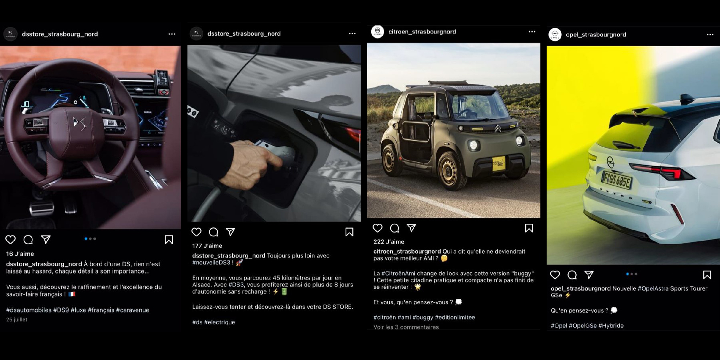 Posts instagram pour les réseaux Car Avenue